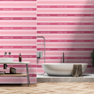 Papier Peint Bandes roses avec nom facultatif personnalisé