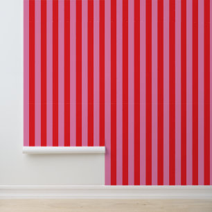 Papier Peint Bandes roses et rouges