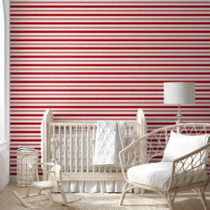 Papier Peint Bandes rouges et blanches (à moyenne échelle)
