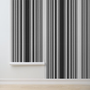 Papier Peint Bandes verticales fines Modernes Noir Blanc & Gris
