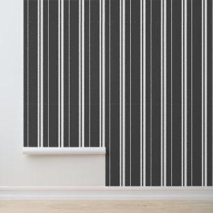 Papier Peint Bandes verticales Gris et blanc