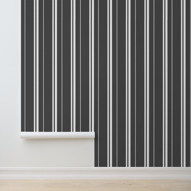 Papier Peint Bandes verticales Gris et blanc (Application)