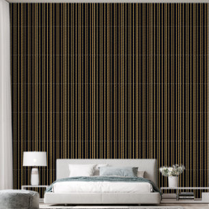 Papier Peint Bandes verticales noires et or