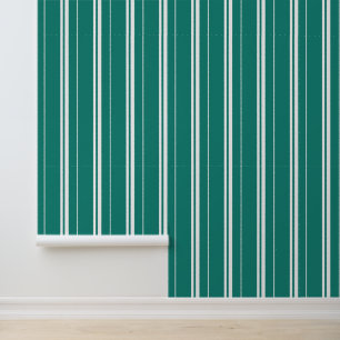 Papier Peint Bandes verticales Turquoise et blanche