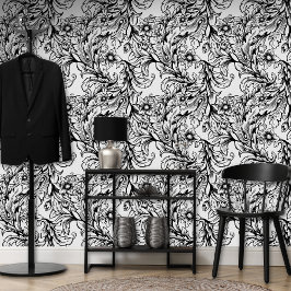 Papier Peint Baroque Acanthus Noir
