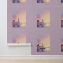 Bateau à voile Pastel au coucher du soleil