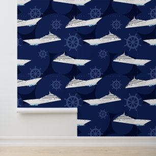 Papier Peint Bateau de croisière Marine bleu et blanc Motif