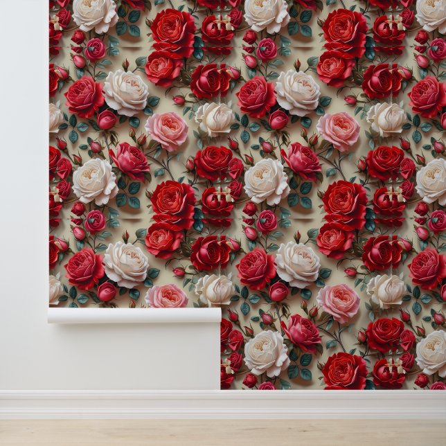 Papier Peint Beau Jardin Rose auto adhésif (Application)