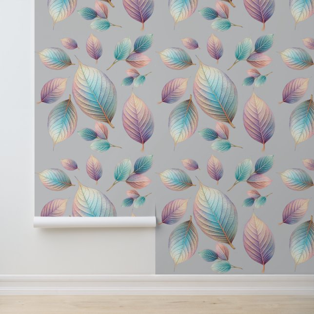 Papier Peint Beauté Ethérée Soft Tone Whimsical Feuilles Pastel (Application)