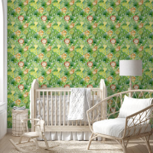 Papier Peint Bébé Animal Feuilles tropicales Pépinière Peel & B