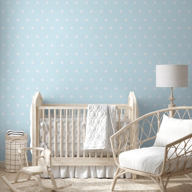 Papier Peint Bébé Bleu Étoiles Salle Enfants Nourriture Maison  (Baby Blue Stars Kids Room Nursery Home Wall Decor Wallpaper)