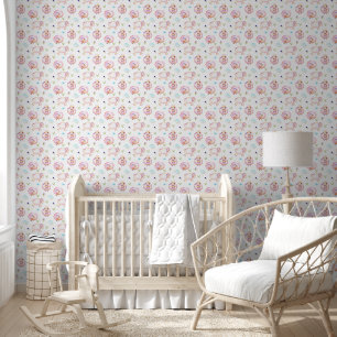 Papier Peint Bébé Fille Lambes et nuages