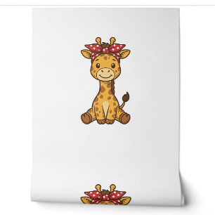 Papier Peint Bébé girafe mignon avec noeud papillon design vect