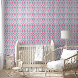 Papier Peint Bébé Motif Plaid rose et bleu rectangulaire
