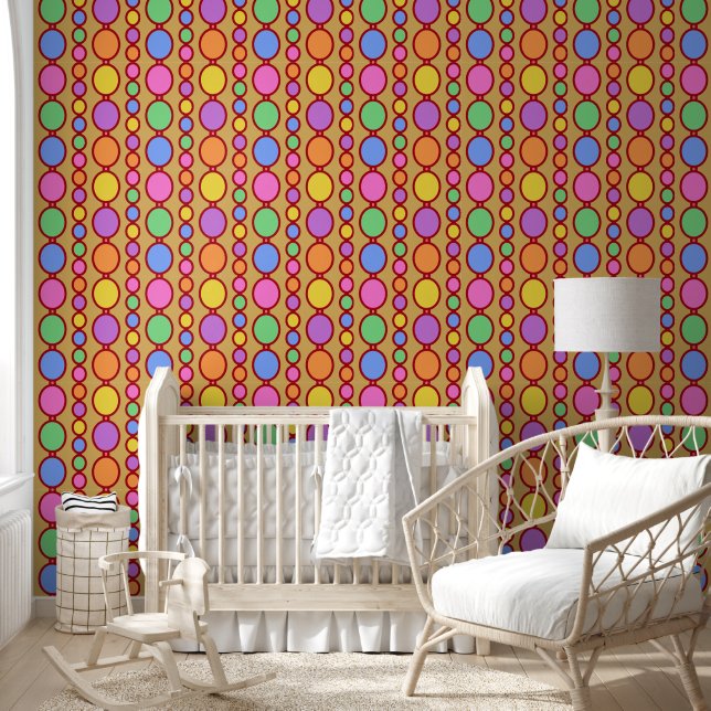 Papier Peint Bébés perles rouge brillant (Enfants)