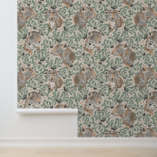 Papier Peint Beige animal léopard moderne