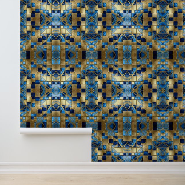 Papier Peint Belle collection moderne Ocean Blue Gold (Application)