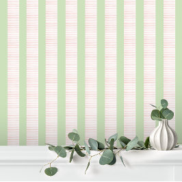 Papier Peint Belle fille Pastel Rose Vert rayure