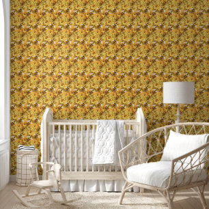 Papier Peint Belles abeilles fleurs carrelées motifs filles nur