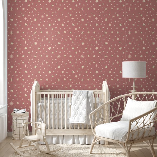Papier Peint Belles Étoiles Joli Fille Blush Rose Soft Pastel (Enfants)