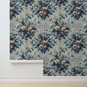 Papier Peint Belles fleurs bleues classiques style XIXe siècle
