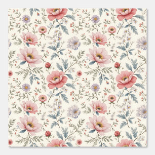 Papier Peint Belles fleurs roses et blanches