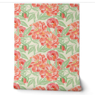 Papier Peint Belles pivoines Couleurs audacieuses et verdure