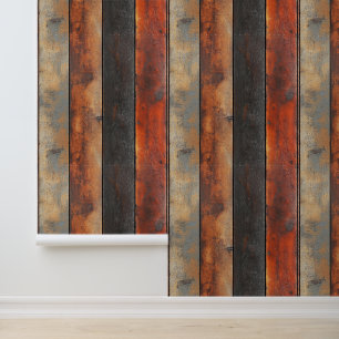 Papier Peint Belles planches de bois de mahogany faux antiques