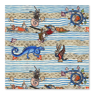 PAPIER PEINT BESTIAIRE MÉDIÉVAL, MONSTRES DE MER IMAGINAIRES AN