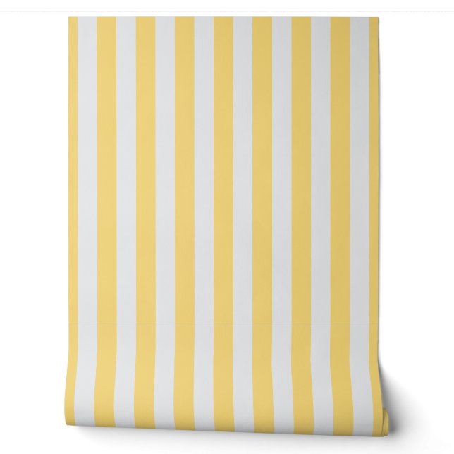 Papier Peint Beurre jaune et blanc bande d'auvent (Déroulement)