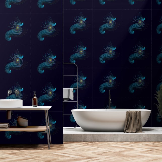 Papier Peint Bioluminescent Alien Sea Life (Salle de bain)