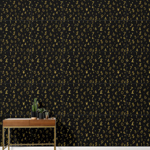 Papier Peint Black Gold Luxury Numéros Devise Symboles Motif