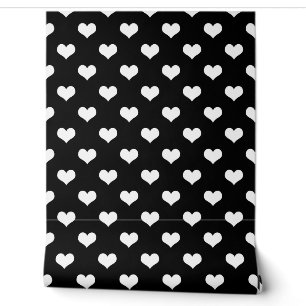 Papier Peint Black White Love Heart Motif Design