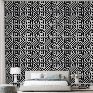 Papier Peint Black White Stripes Geo