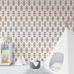 Papier Peint Blanc Géométrique Motif ethnique Style autochtone 