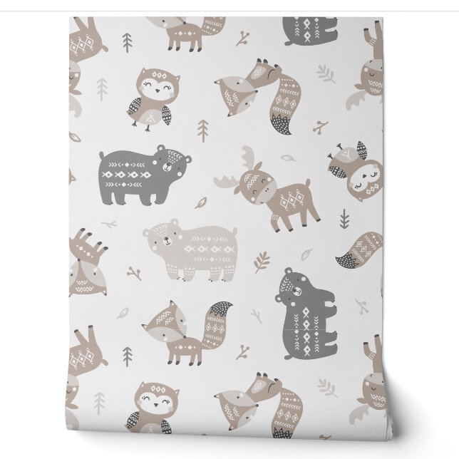Papier Peint Blancs mignons de forêt tribale (Déroulement)