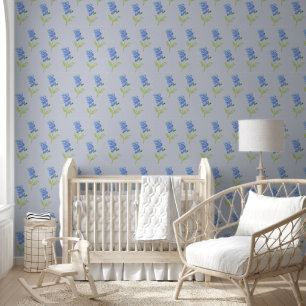 Papier Peint Bleu Bleu Floral Aquarelle