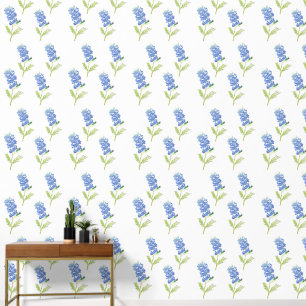 Papier Peint Bleu Bleu Floral Aquarelle