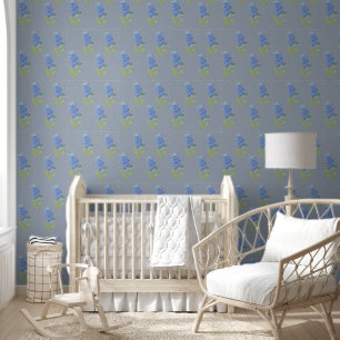 Papier Peint Bleu Bleu Floral Aquarelle