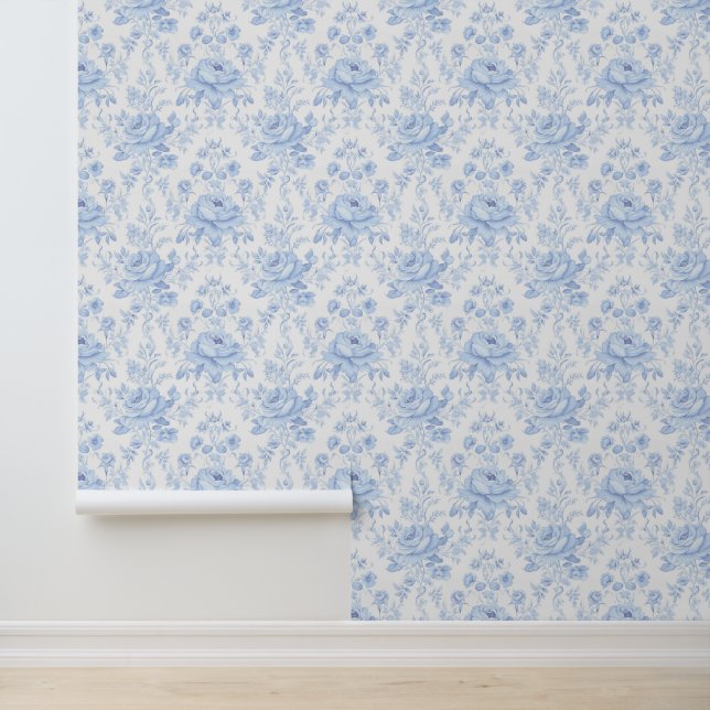 Papier Peint Bleu Chinoises Grand-mère côtière Floral (Application)