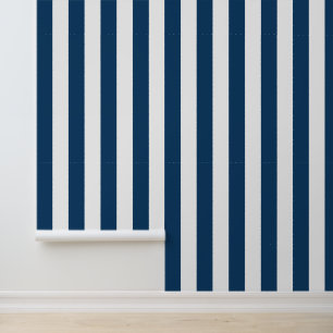 Papier Peint Bleu de marine, Blancs, Motif rayé