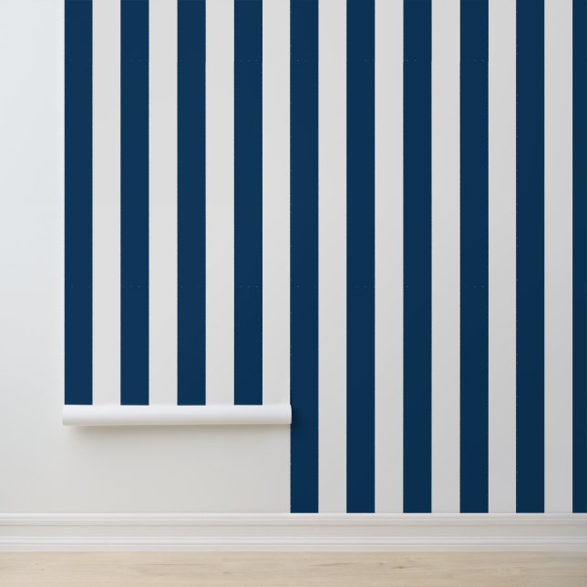 Papier Peint Bleu de marine, Blancs, Motif rayé (Application)