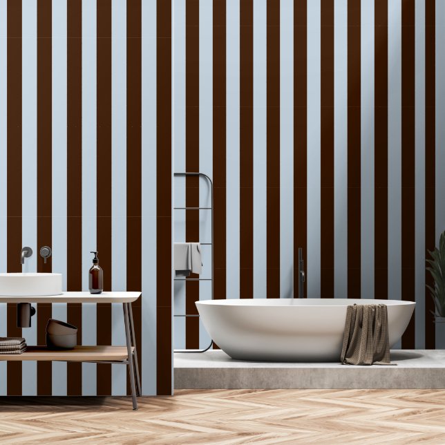 Papier Peint Bleu Duché & Espresso Brown Large 4 pouces (Salle de bain)