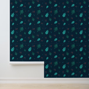 PAPIER PEINT BLEU FLORAL