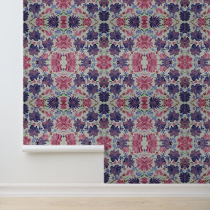 Papier Peint Bleu Lune Rose Floral Peel & Stick