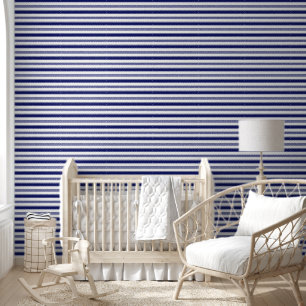 Papier Peint Bleu marin et Blancs (grande échelle)