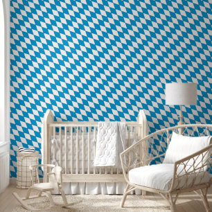 Papier Peint Bleu médiéval Blanc Bavière Diamant Formé