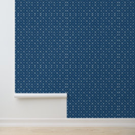 Papier peint bleu motif géométrique