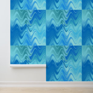 Papier Peint Bleu Ondulé Abstrait