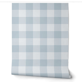 Papier Peint Bleu Poudre Gingham à Grandes Rayures Carrées